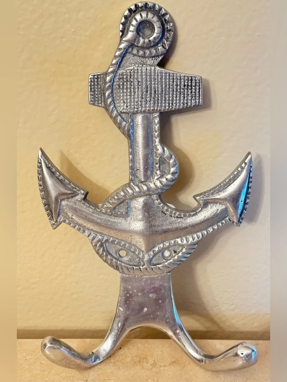 Vintage Cast Metal Nautical Anchor Double Hooks for Coats or Towels